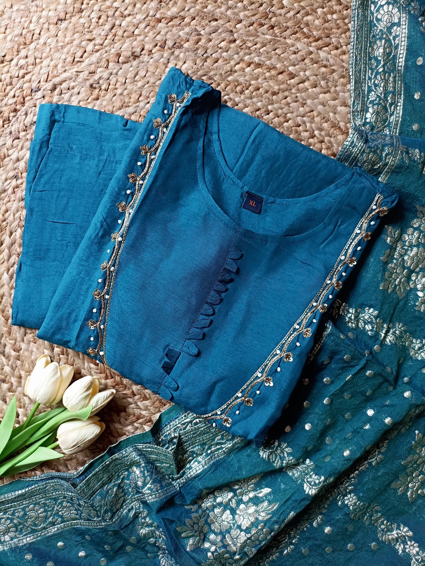 Pure Dola Silk Embroidered Partywear Suit