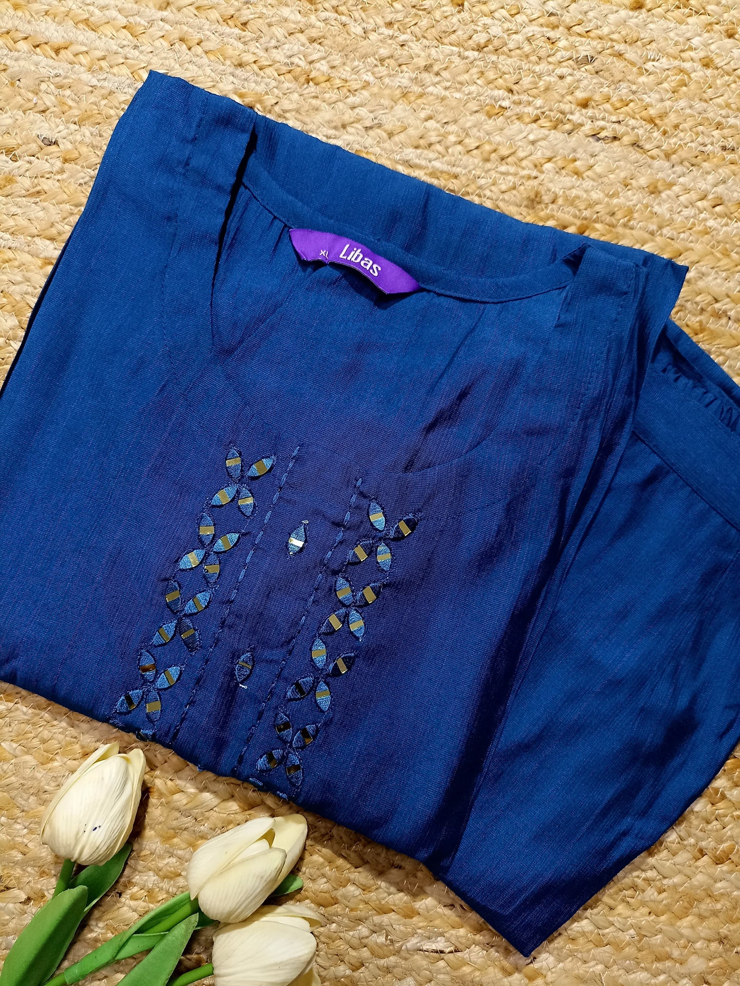 Cotton Silk Embroidered Kurta Pant Set