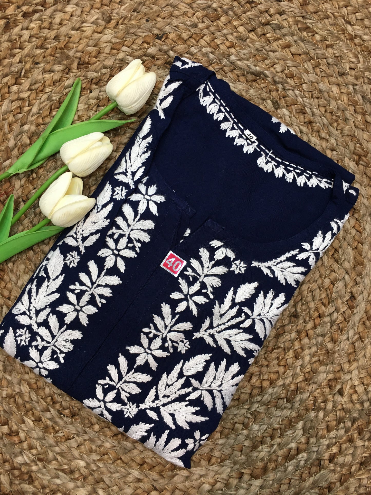 Lucknavi Chikankari Premium Rayon Kurta