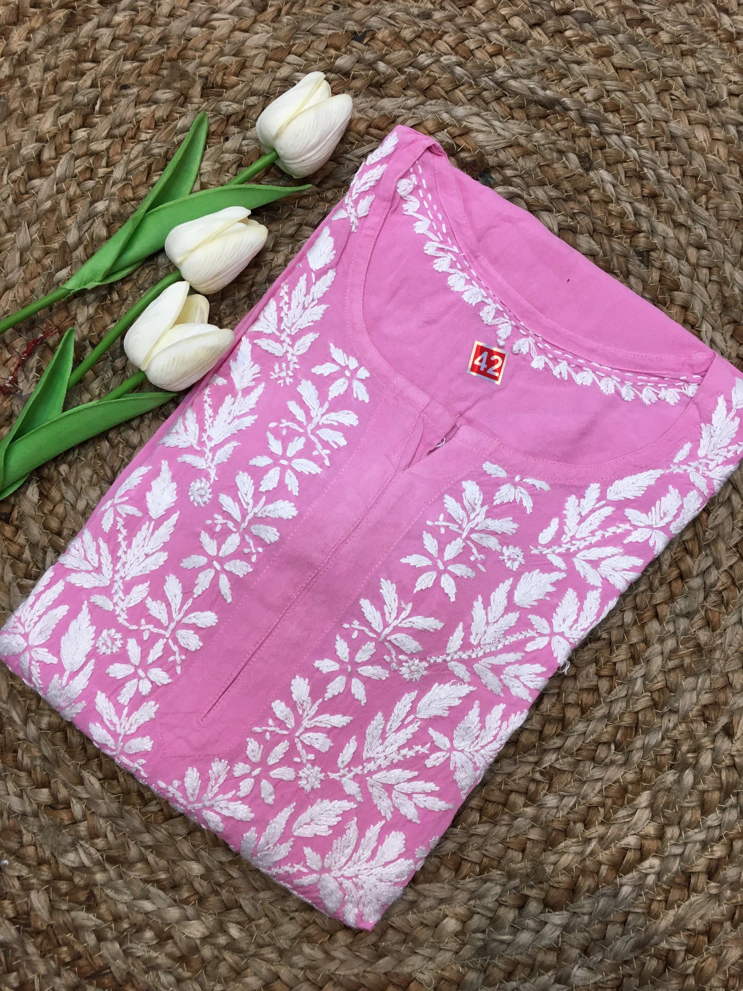 Lucknavi Chikankari Premium Rayon Kurta