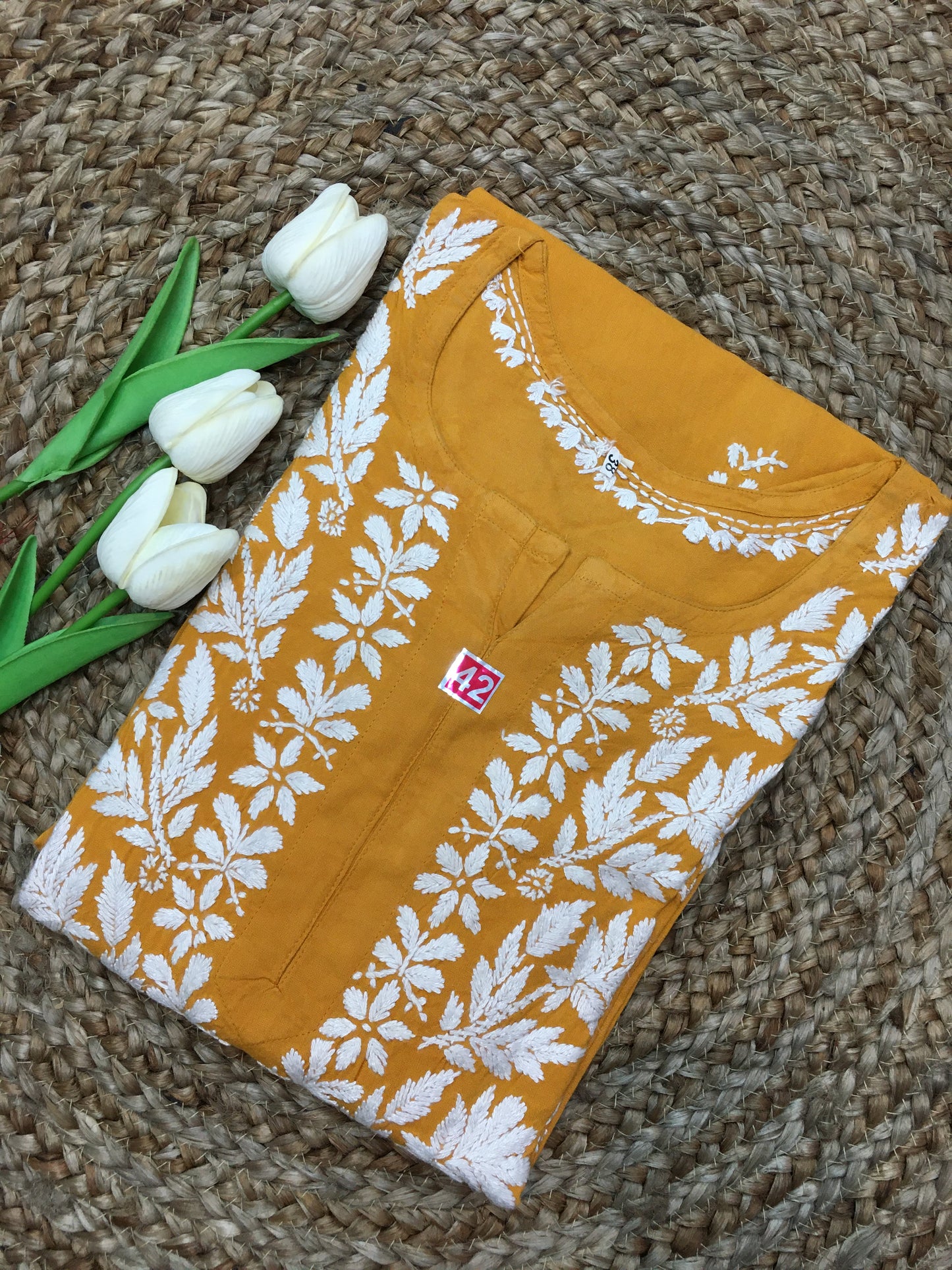 Lucknavi Chikankari Premium Rayon Kurta
