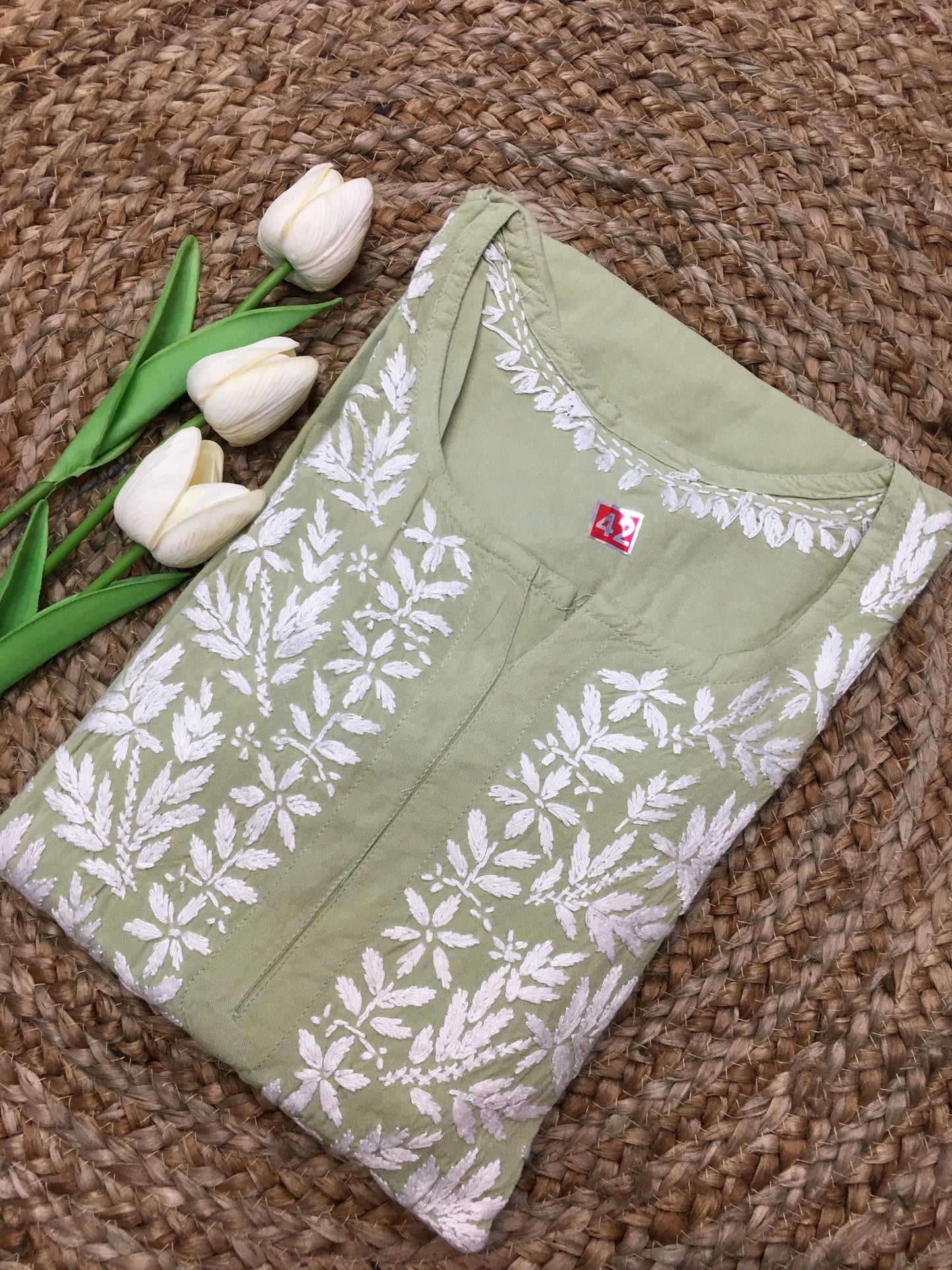 Lucknavi Chikankari Premium Rayon Kurta