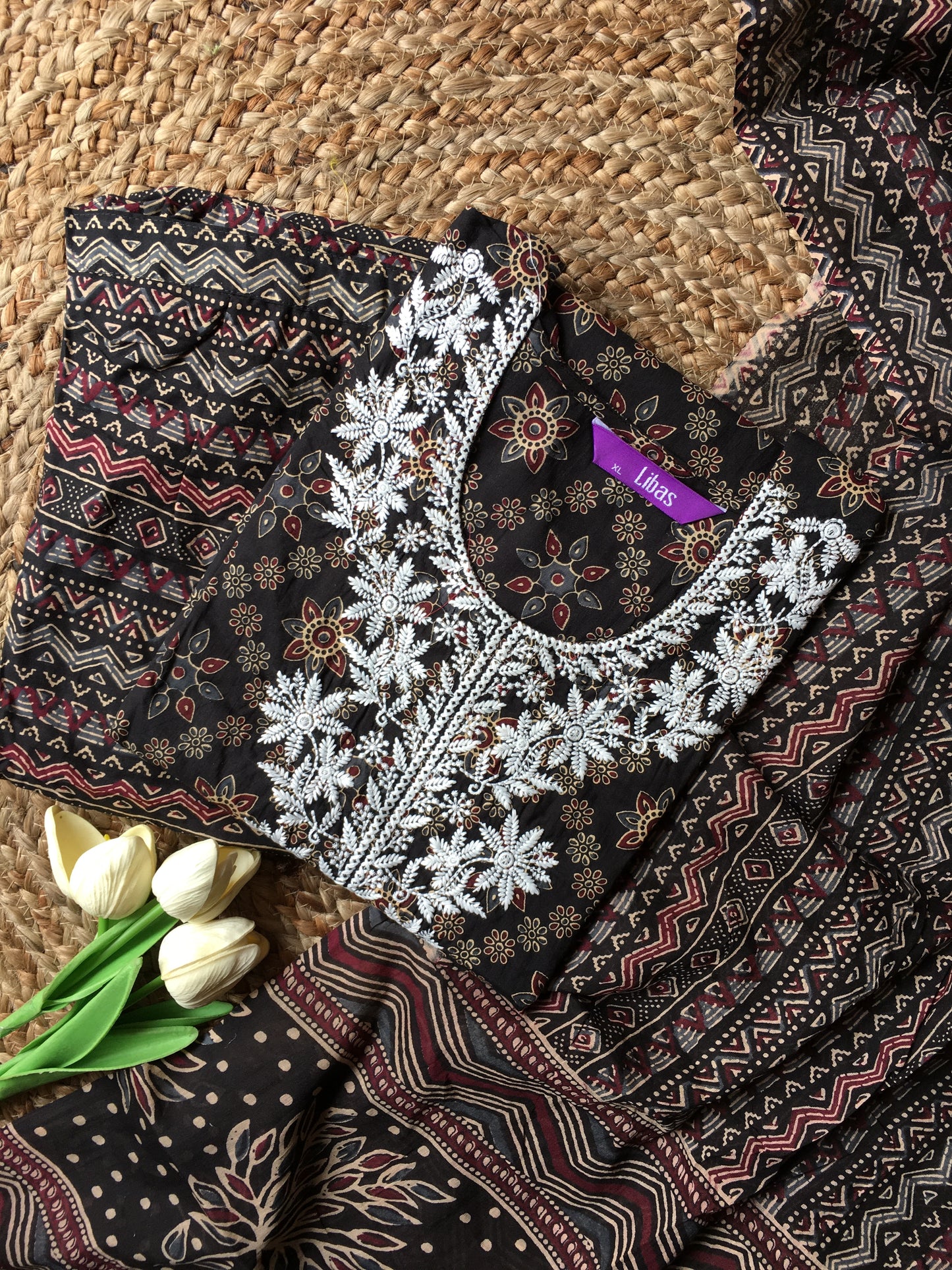 Embroidered Cotton Three Piece Set