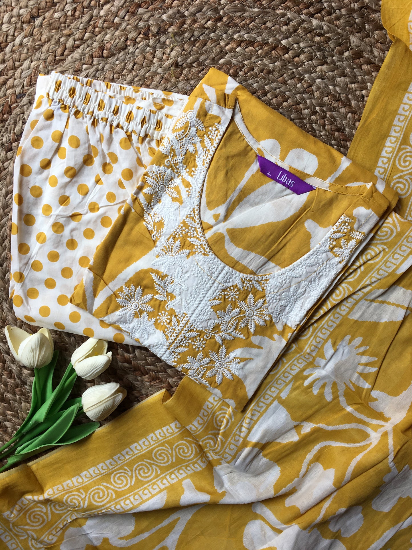 Embroidered Cotton Three Piece Set