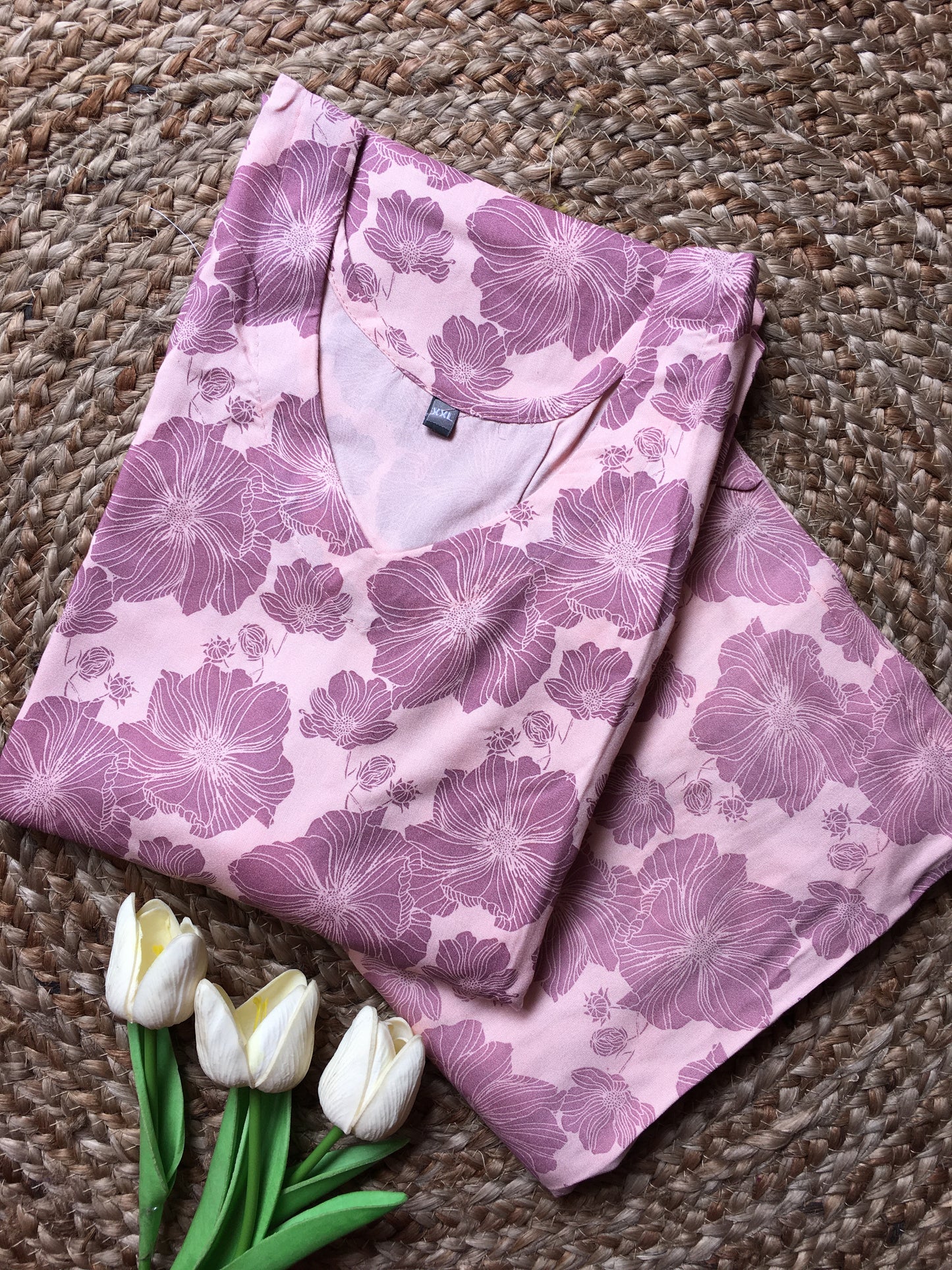 Pure Cotton Sleeveless Kurta Pant Set ( Attached Sleeves)