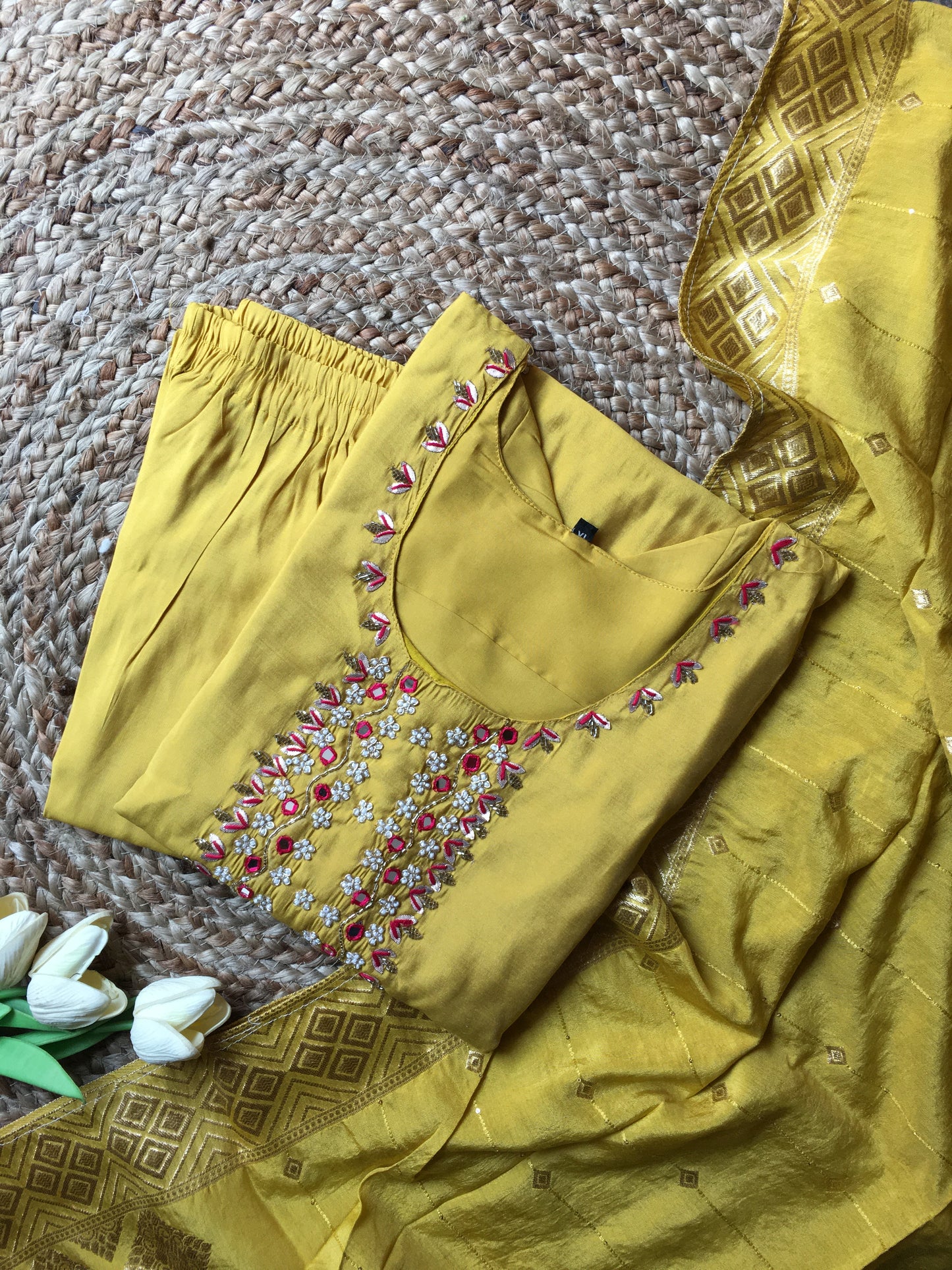 Roman Silk Embroidered Partywear Suit