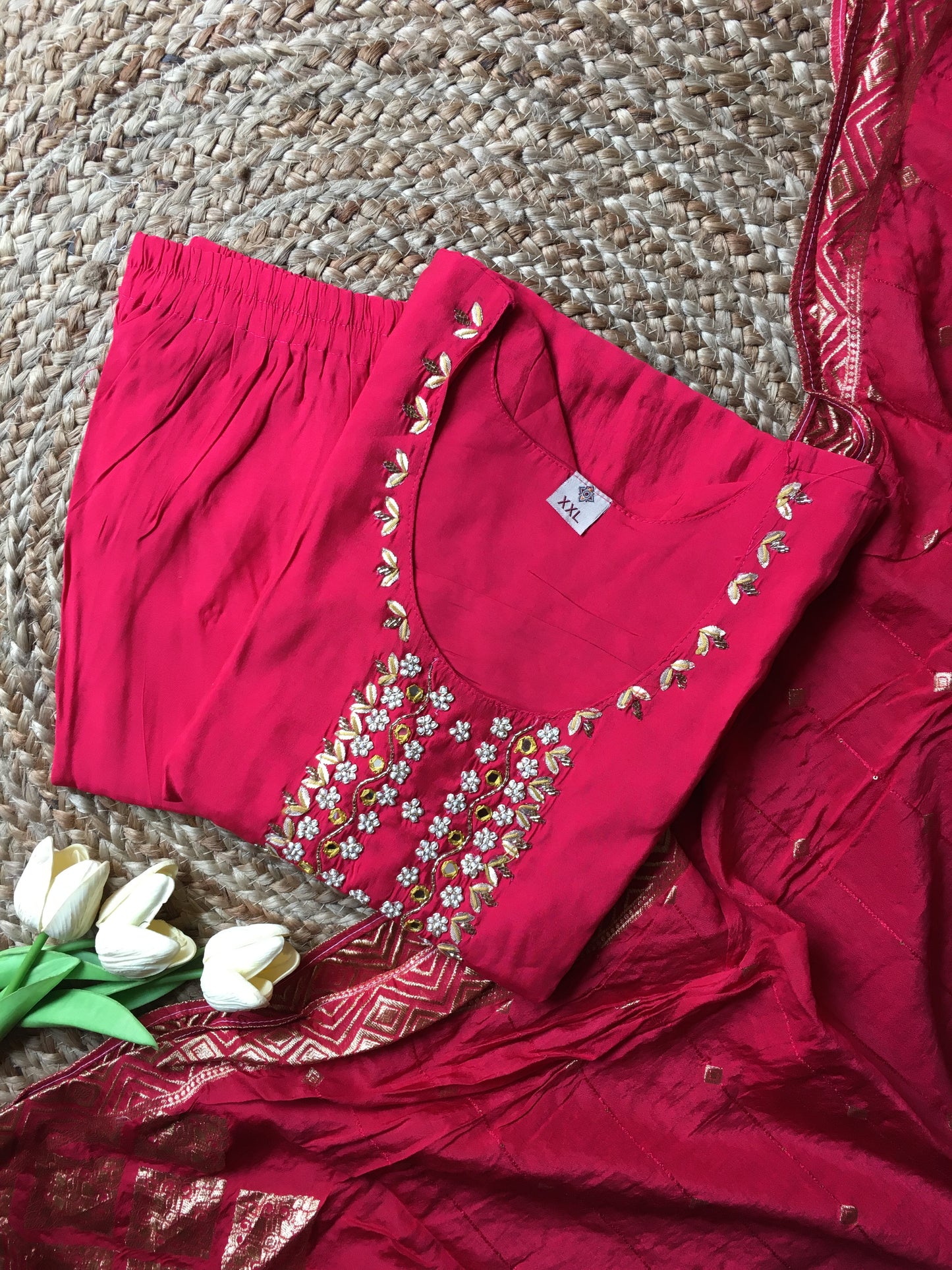 Roman Silk Embroidered Partywear Suit