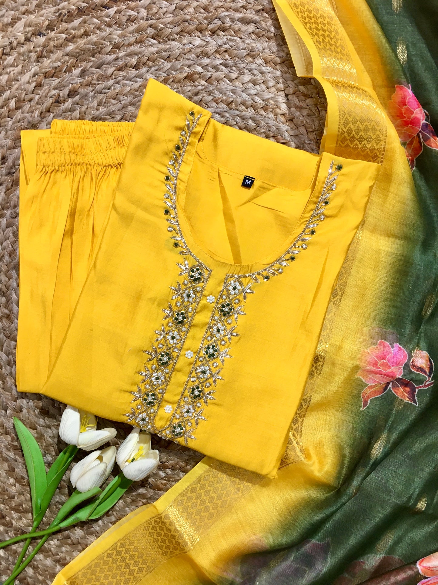 Silk Embroidered Partywear Three Piece Suit
