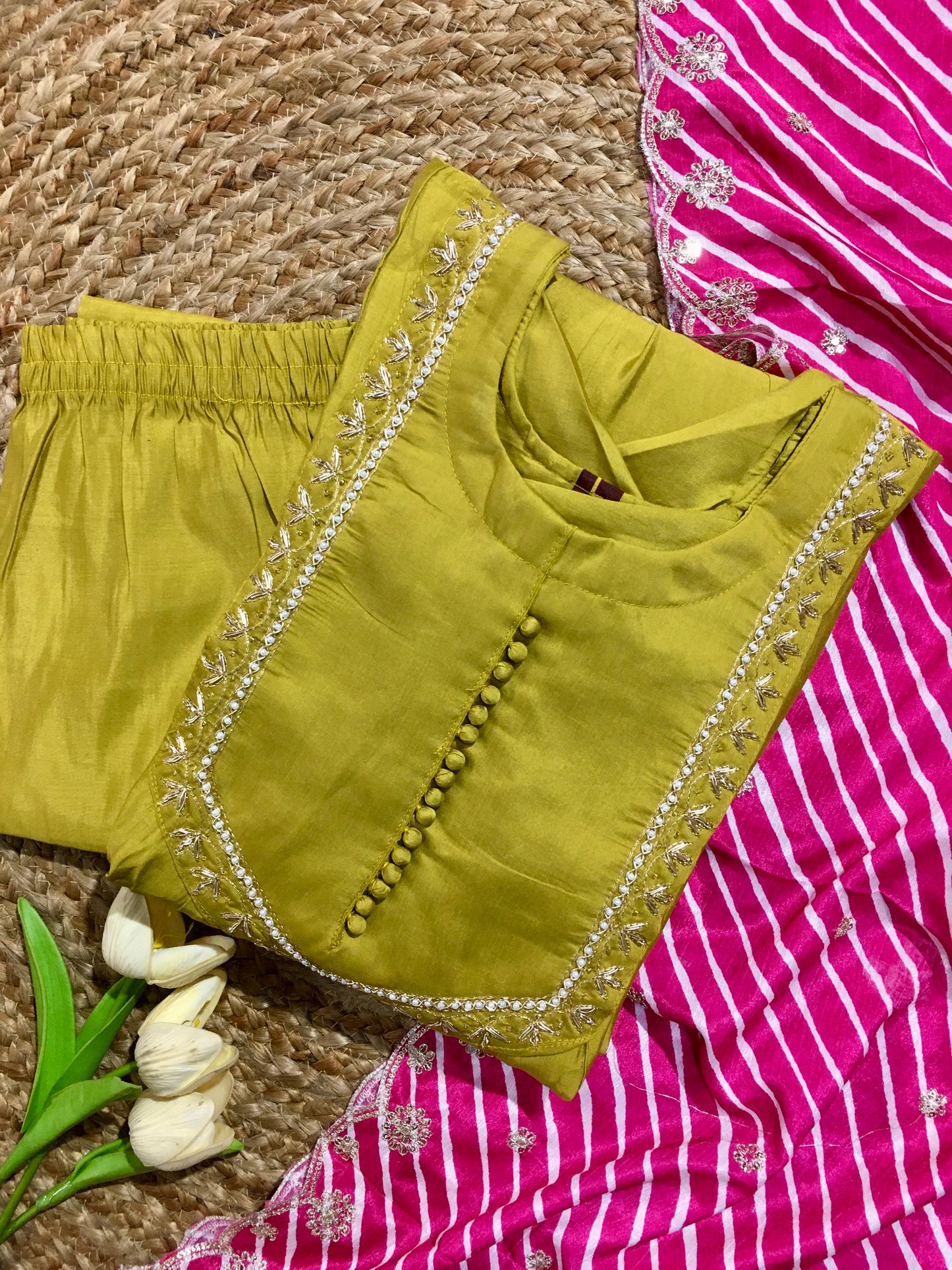 Silk Embroidered Partywear Three Piece Suit