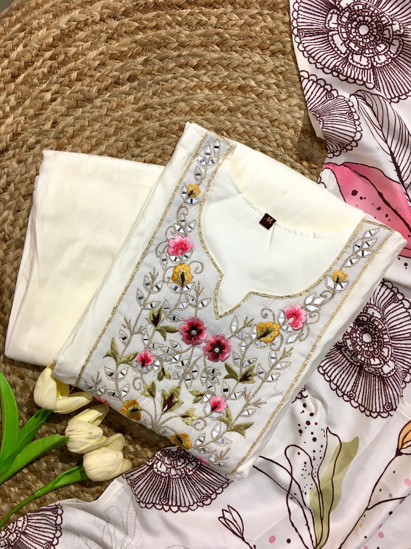 Silk Embroidered Partywear Three Piece Suit
