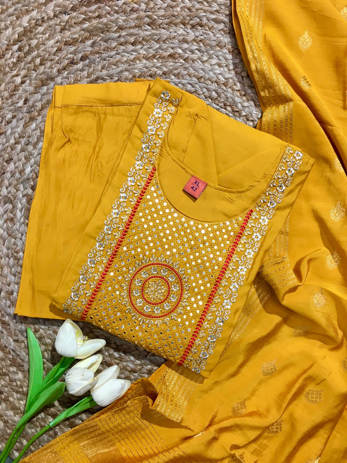 Silk Embroidered Partywear Three Piece Suit