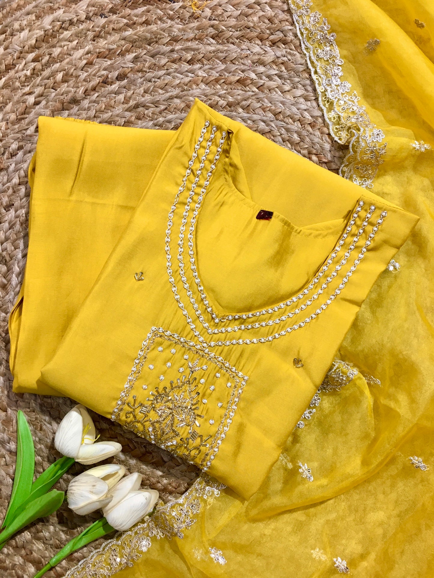 Silk Embroidered Partywear Three Piece Suit
