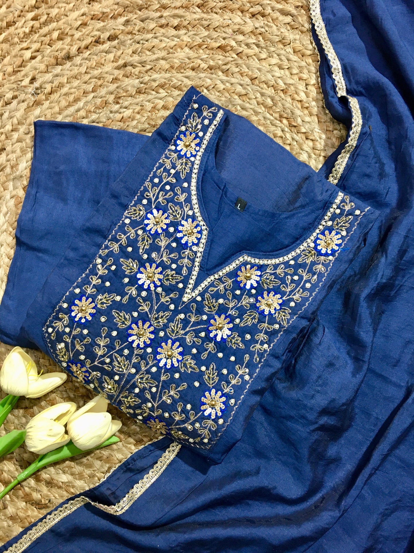 Silk Embroidered Partywear Three Piece Suit