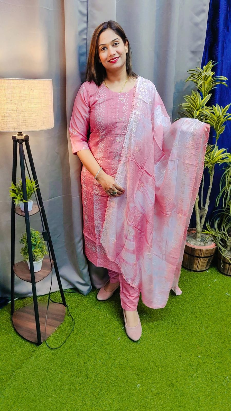 Pure Chanderi silk baatik Partywear Suit