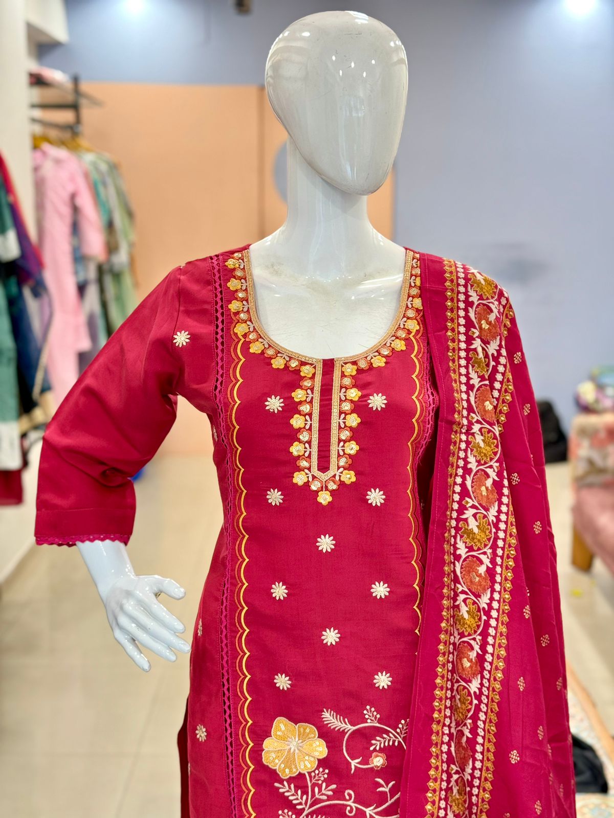 Pure Muslin Partywear Suit