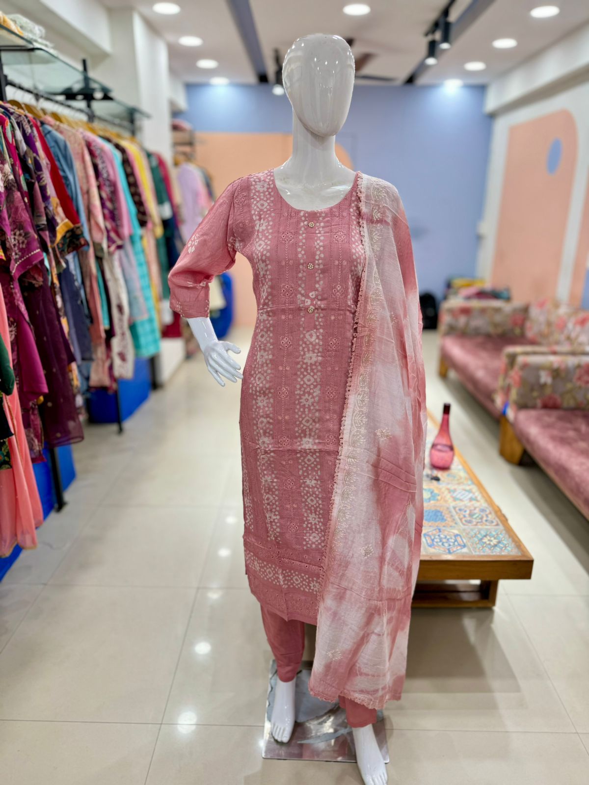 Pure Chanderi silk baatik Partywear Suit