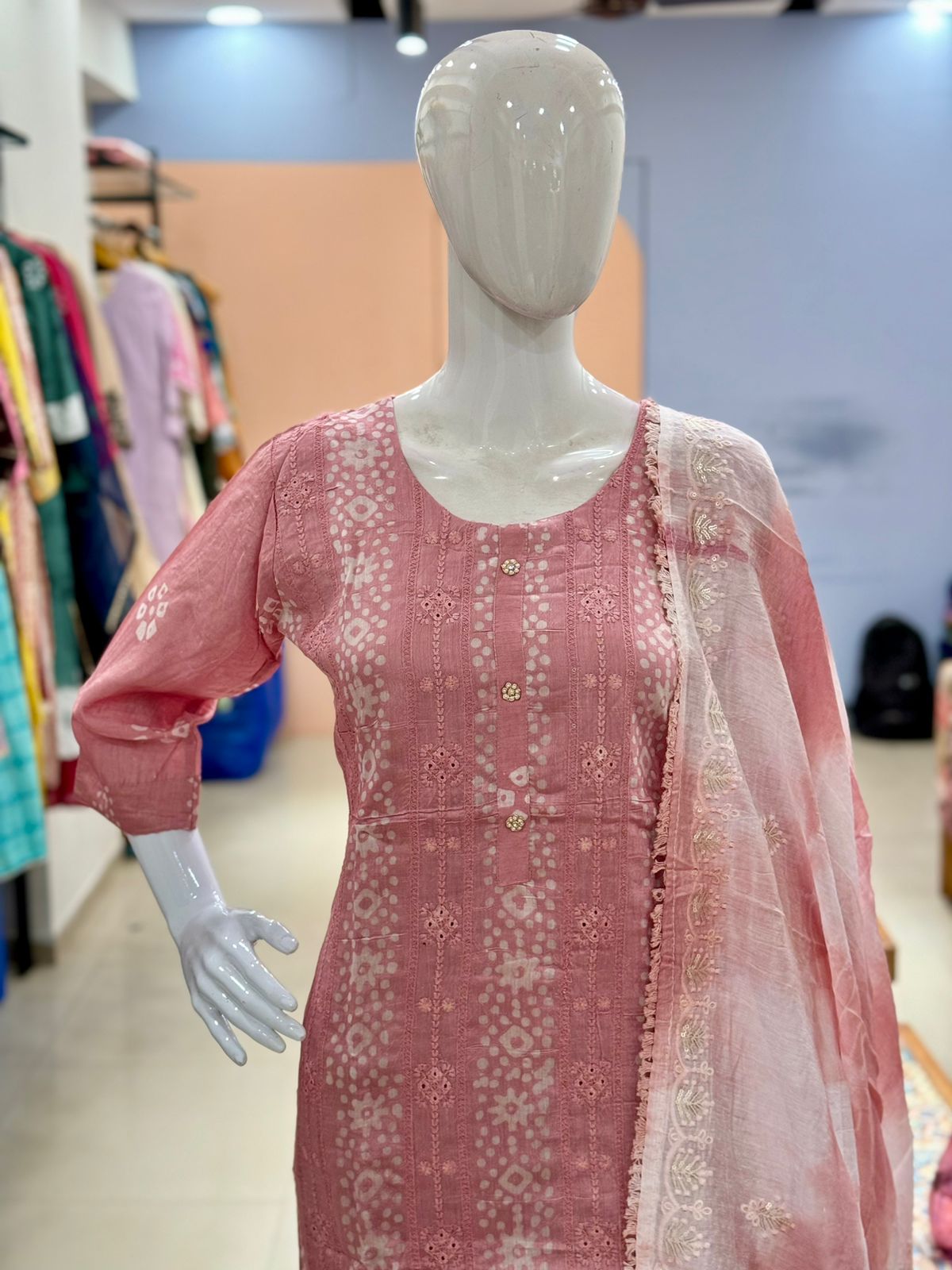 Pure Chanderi silk baatik Partywear Suit