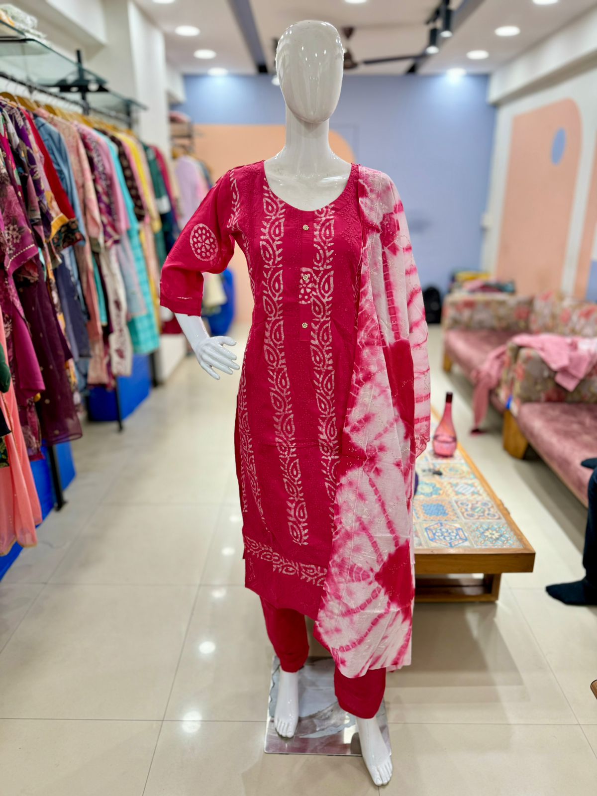 Chanderi silk baatik Partywear Suit