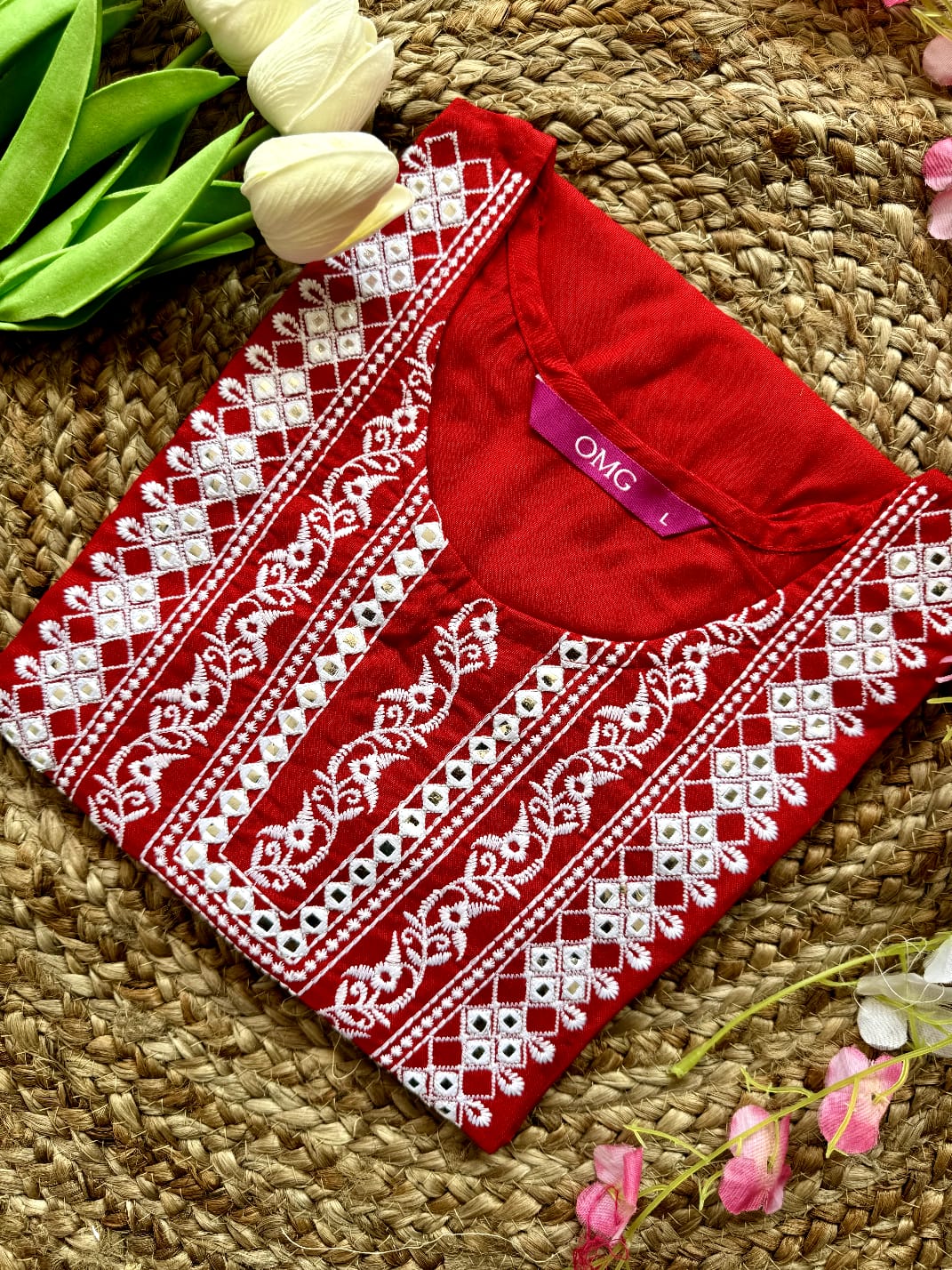 Cotton Embroidered Short Kurta