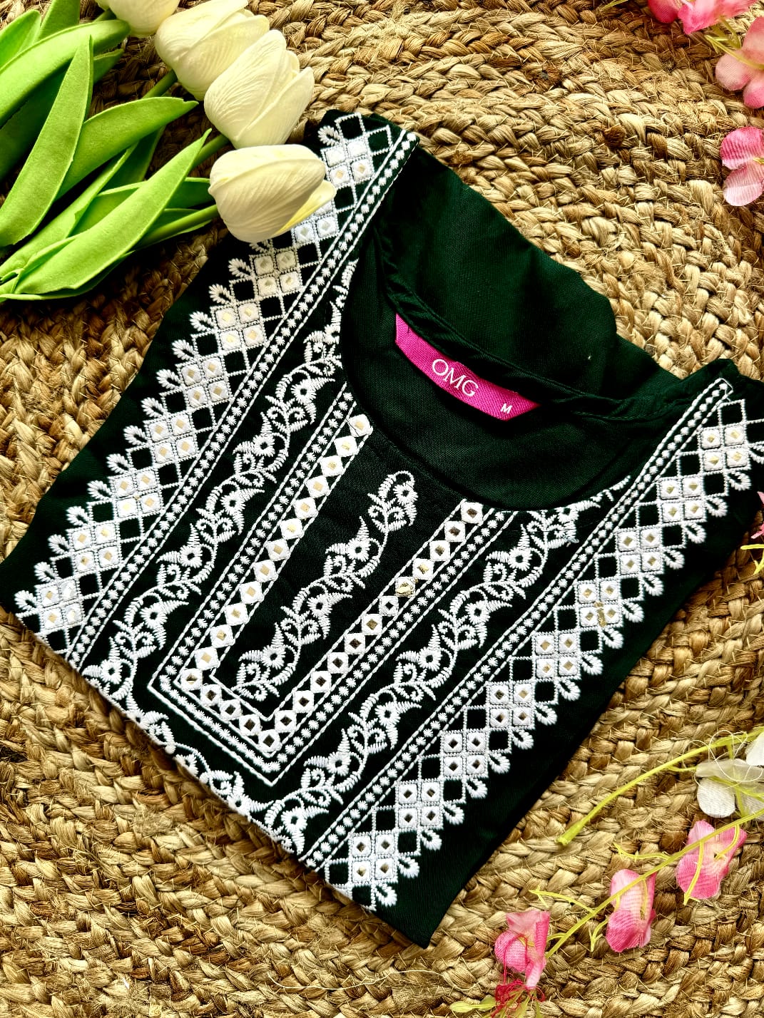Cotton Embroidered Short Kurta