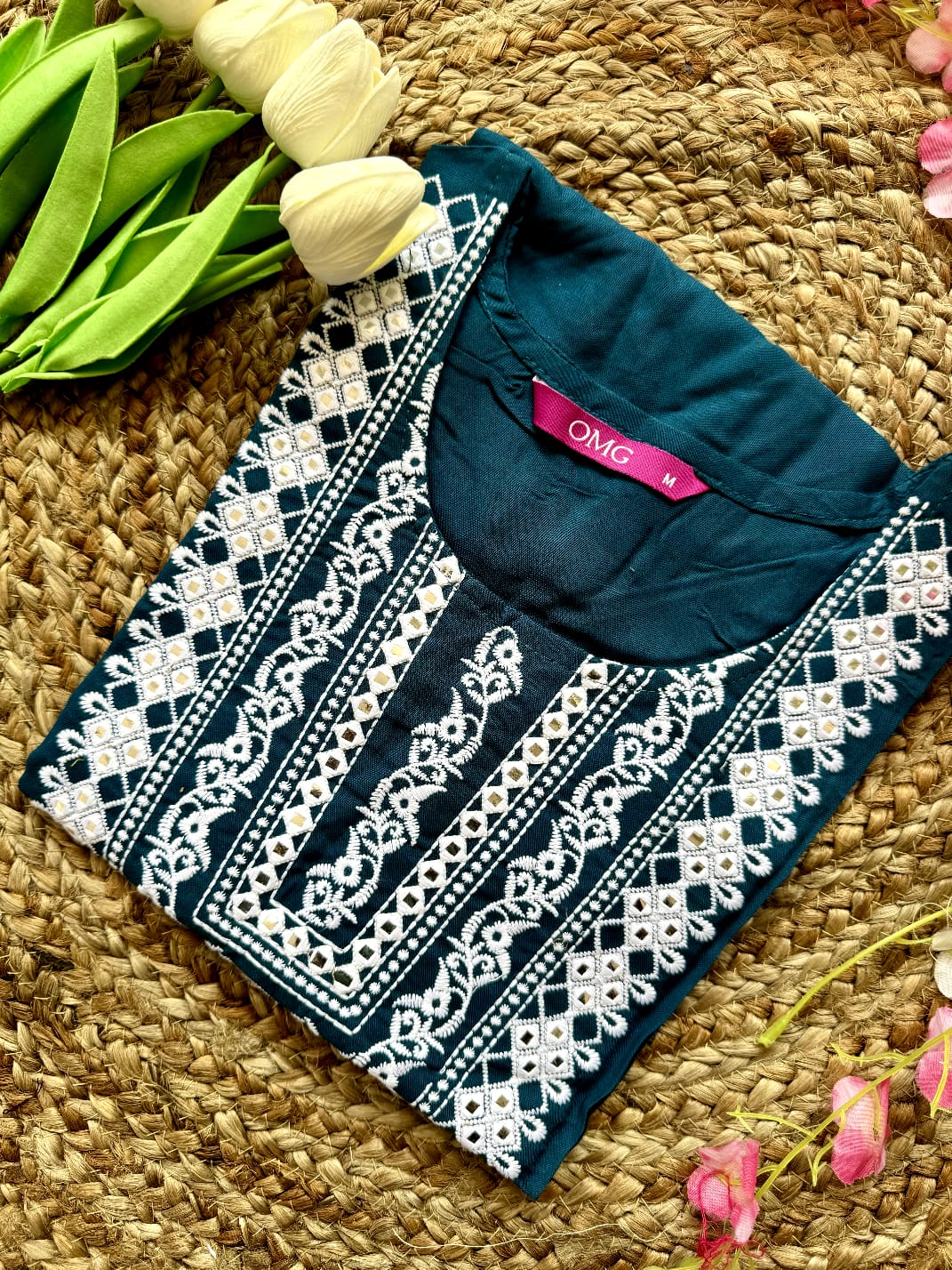 Cotton Embroidered Short Kurta