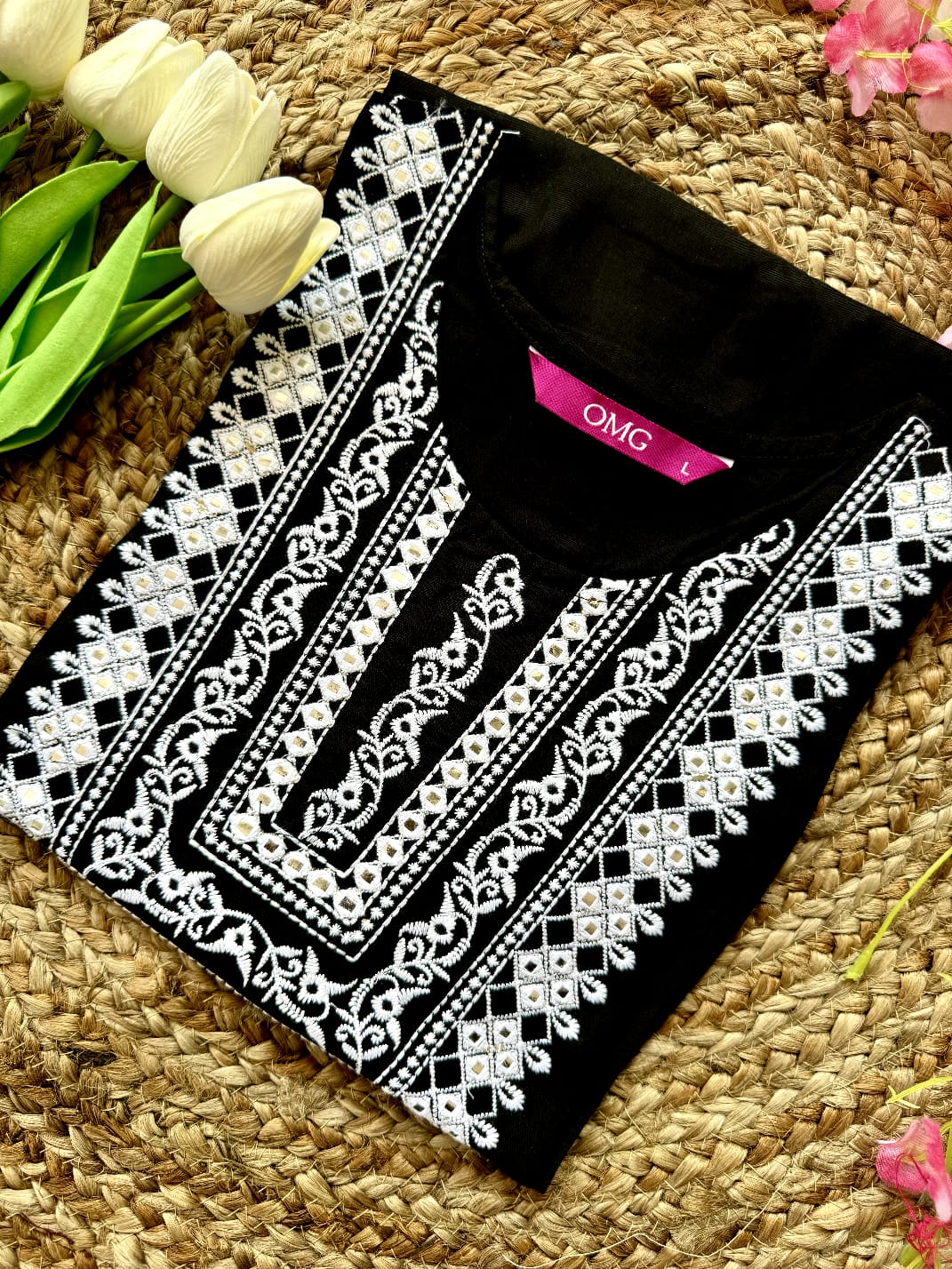 Cotton Embroidered Short Kurta