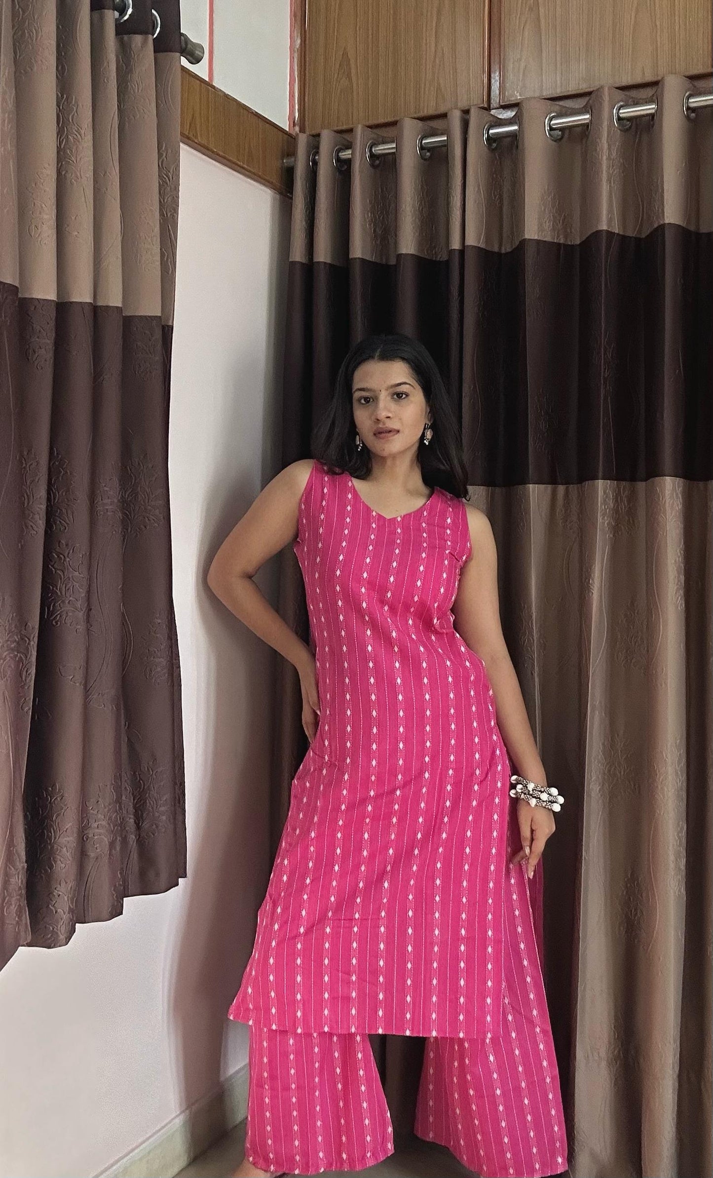 Cotton Sleeveless Kurta Plazo Set