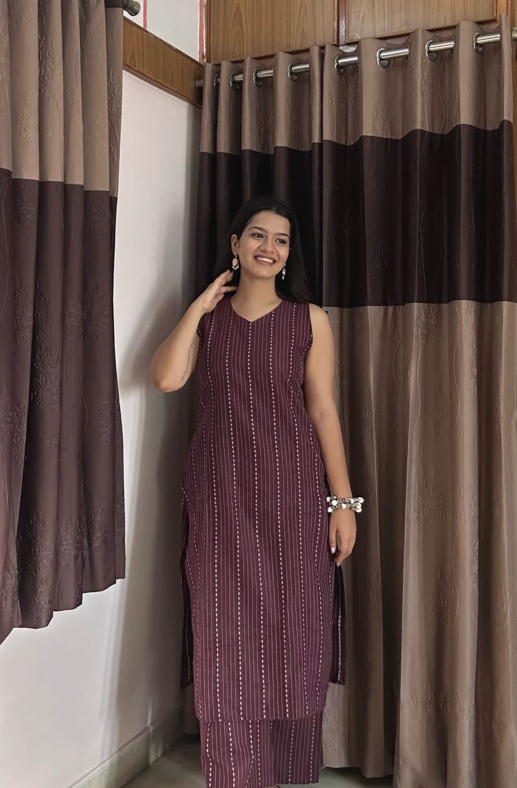 Cotton Sleeveless Kurta Plazo Set