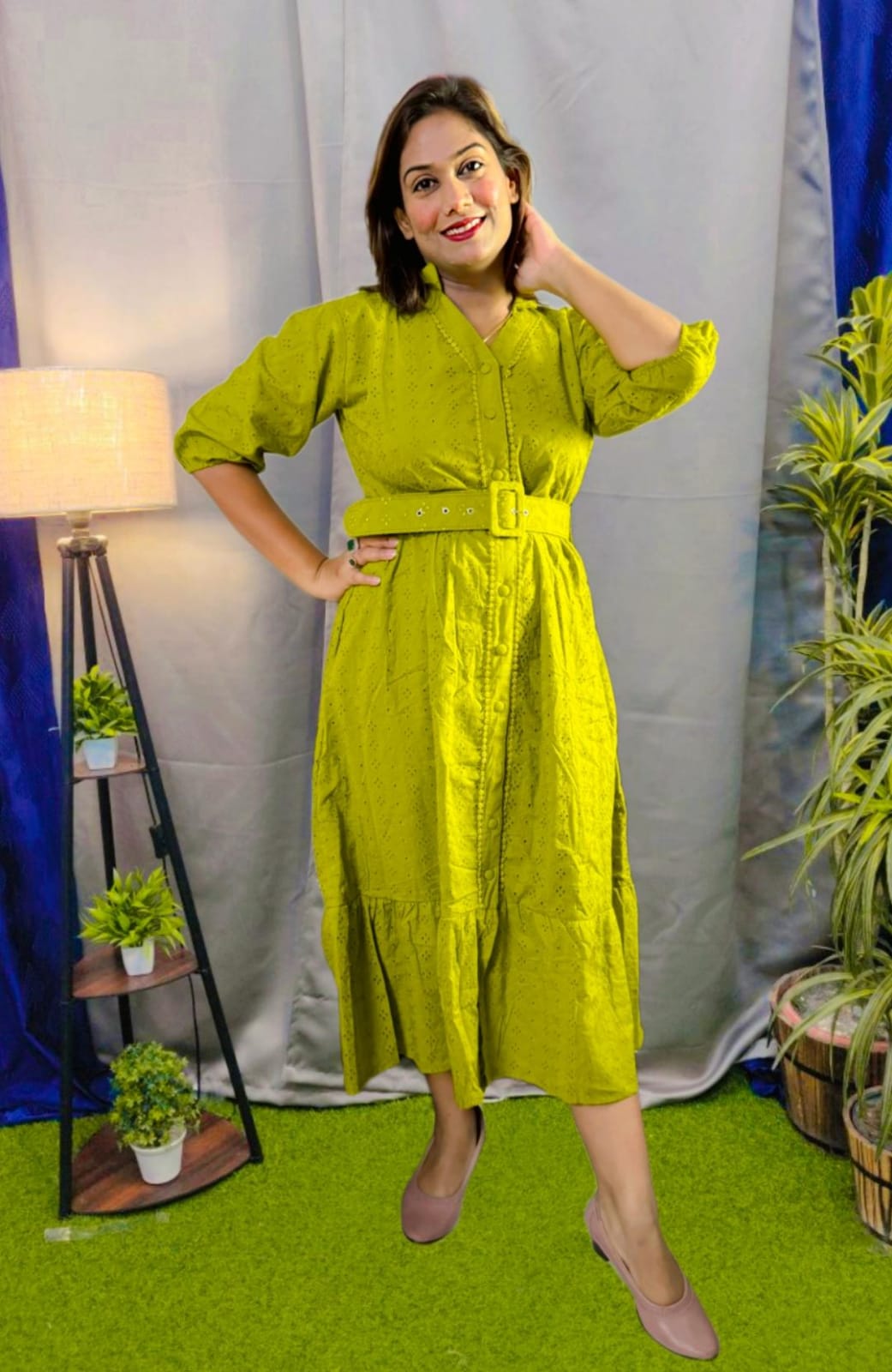 Cotton Schiffli Long Dress