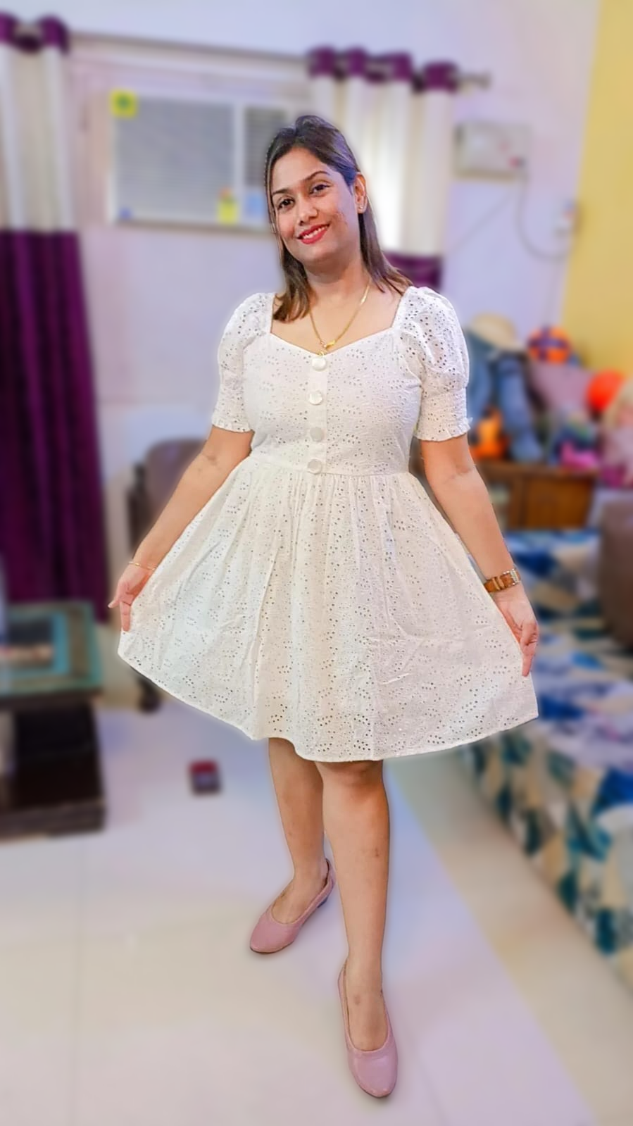Cotton Schiffli Dress