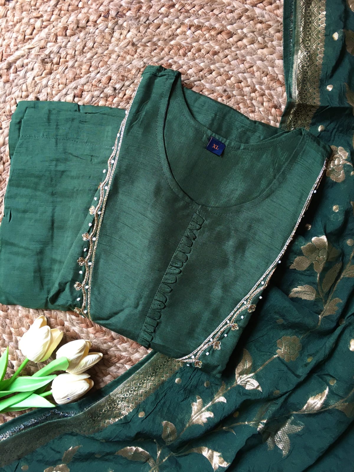 Pure Dola Silk Embroidered Partywear Suit