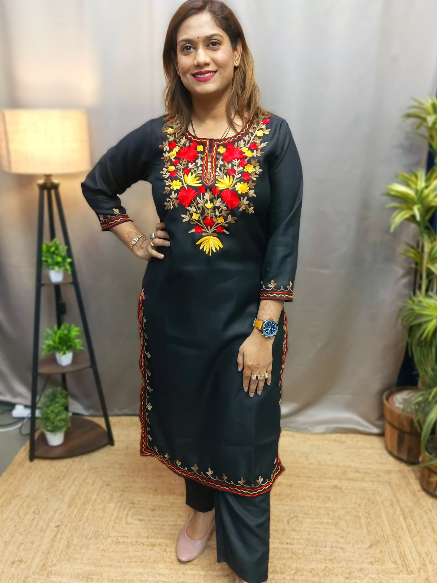 Woolen Pashmina Kurta Pant Set