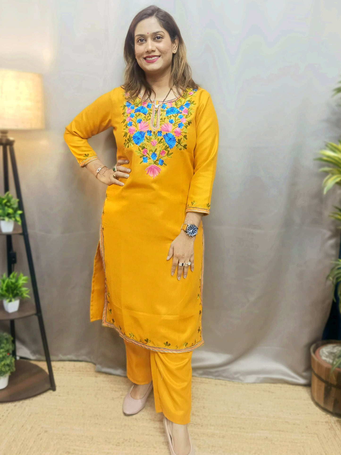 Woolen Pashmina Kurta Pant Set