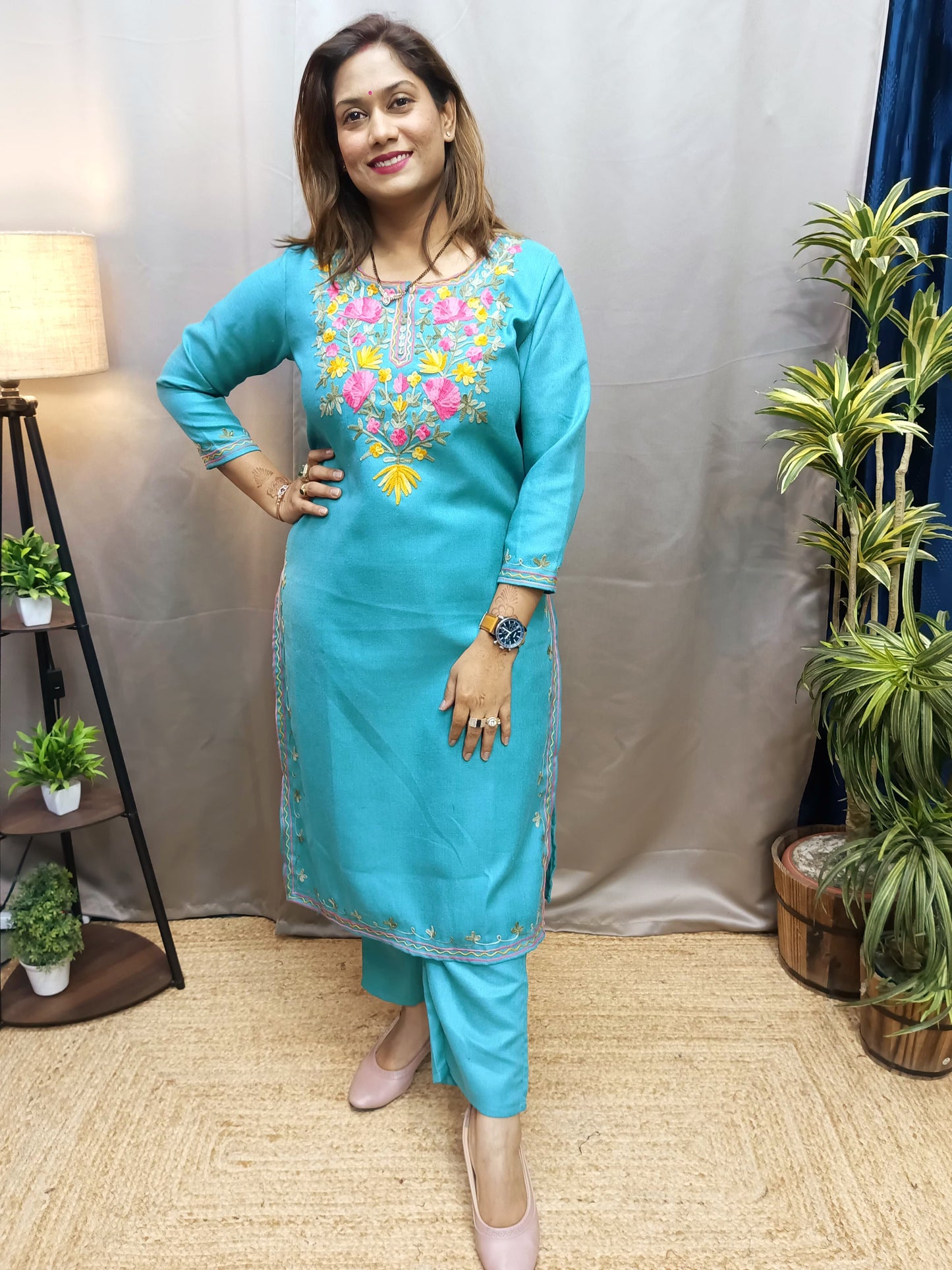 Woolen Pashmina Kurta Pant Set