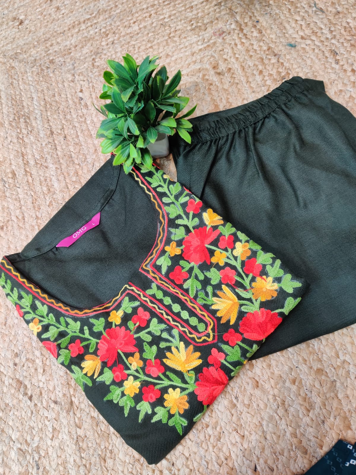 Woolen Pashmina Kurta Pant Set