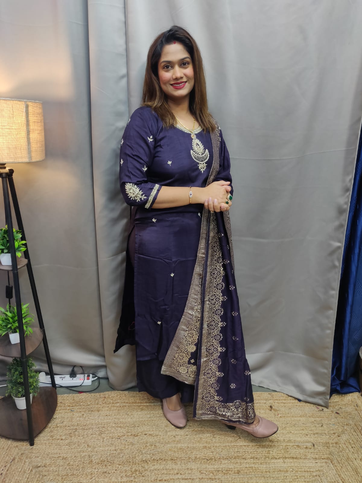 Dola Silk Embroidered Partywear Three Piece Suit Set π