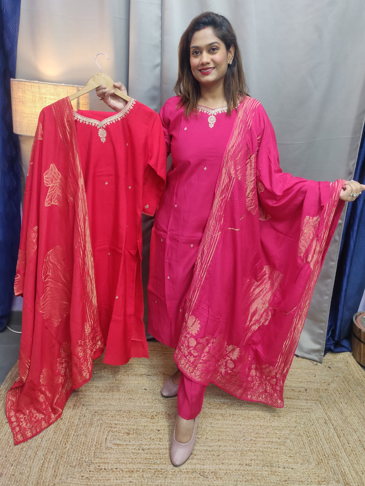 Dola Silk Embroidered Partywear Three Piece Suit Set π