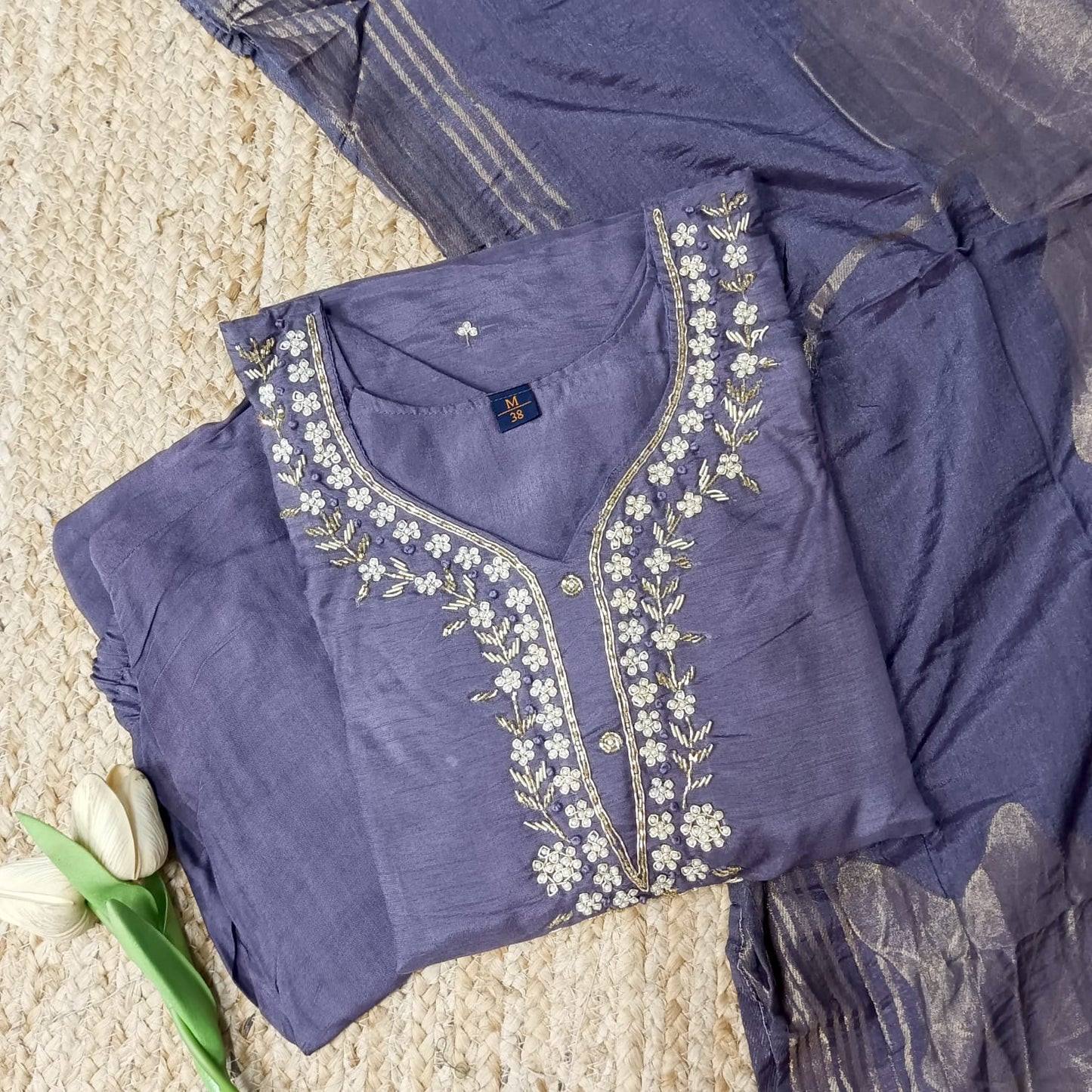 Dola Silk Embroidered Partywear Three Piece Suit Set π