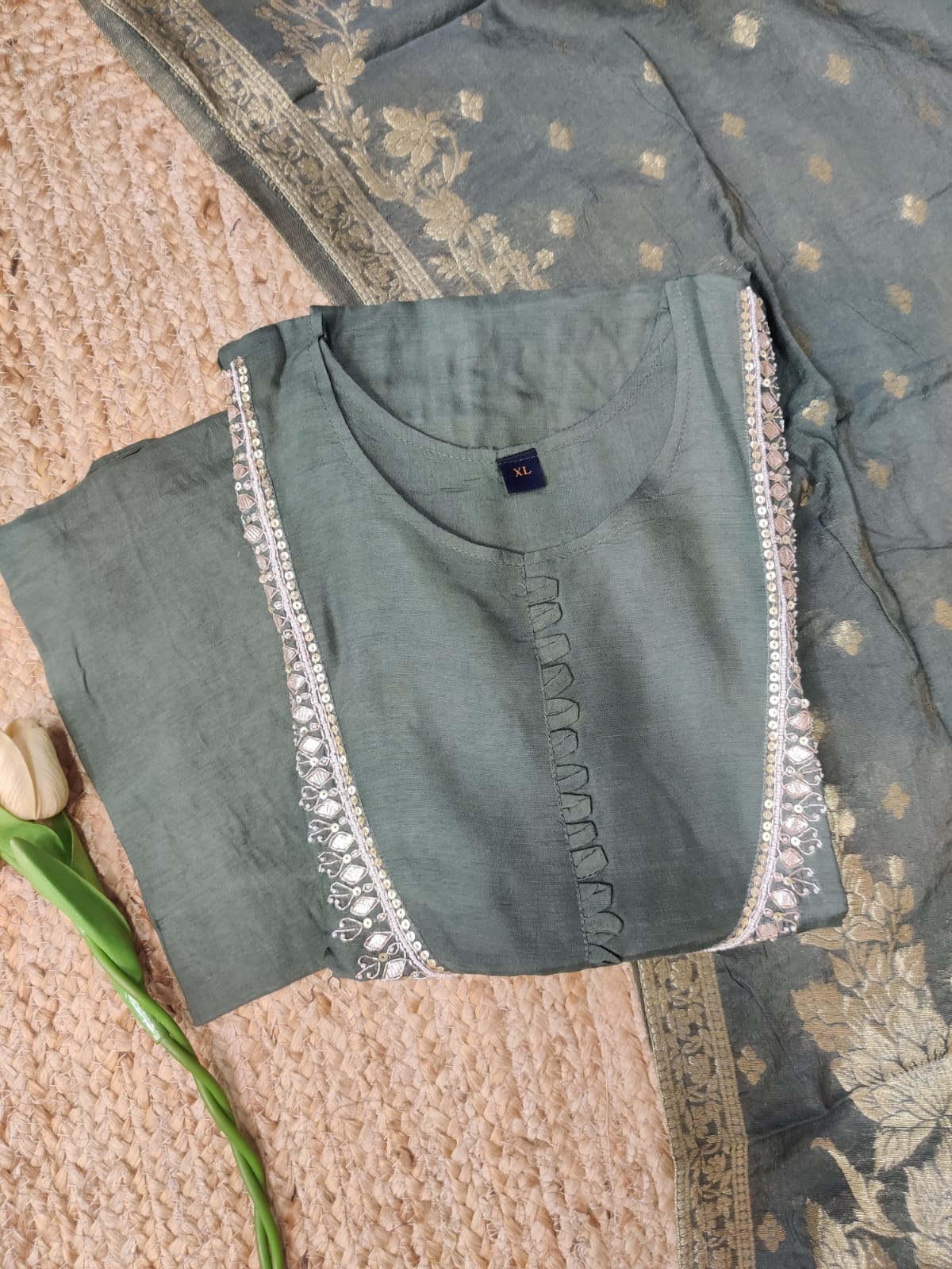 Dola Silk Embroidered Partywear Three Piece Suit Set π