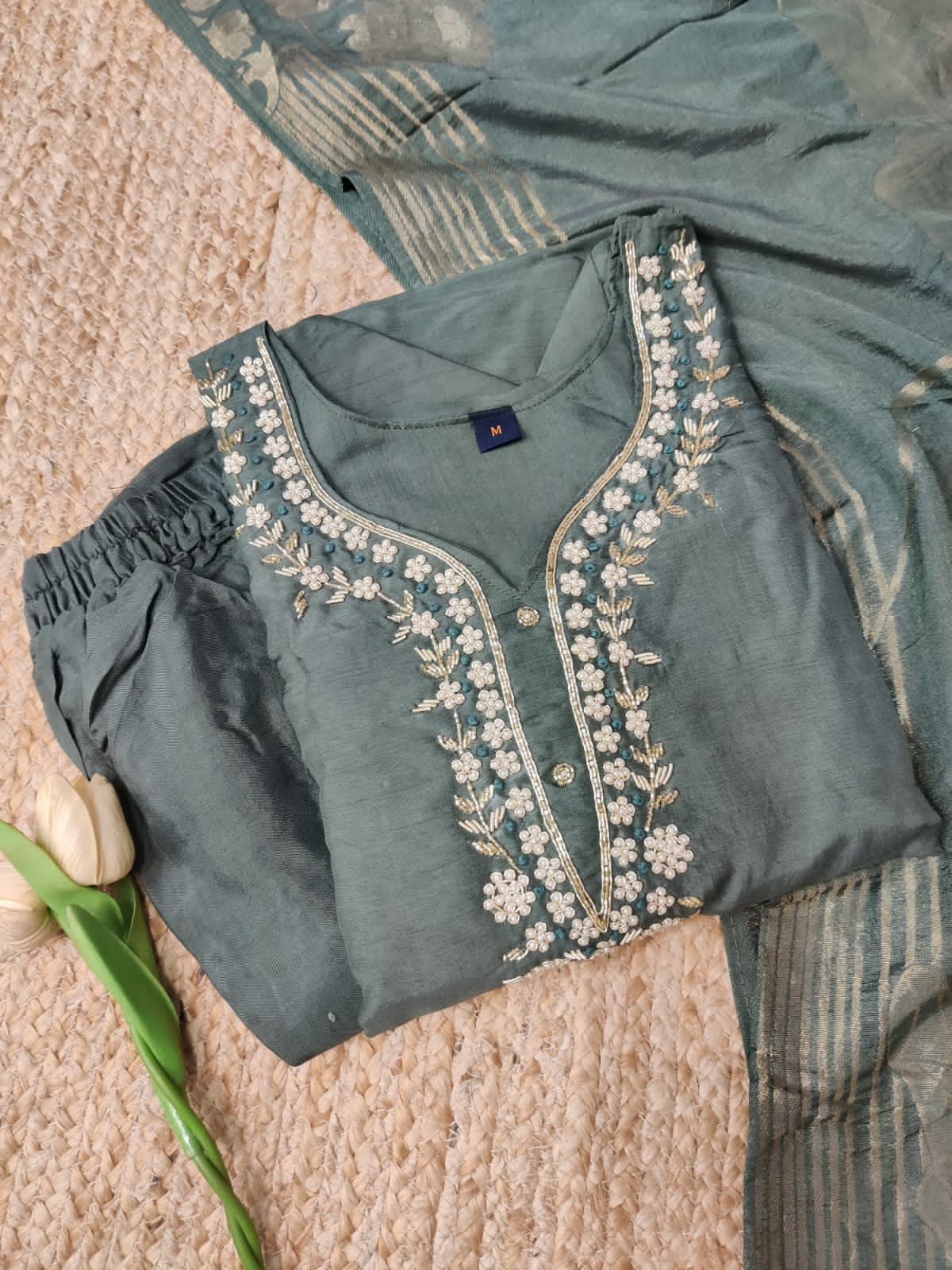 Dola Silk Embroidered Partywear Three Piece Suit Set π