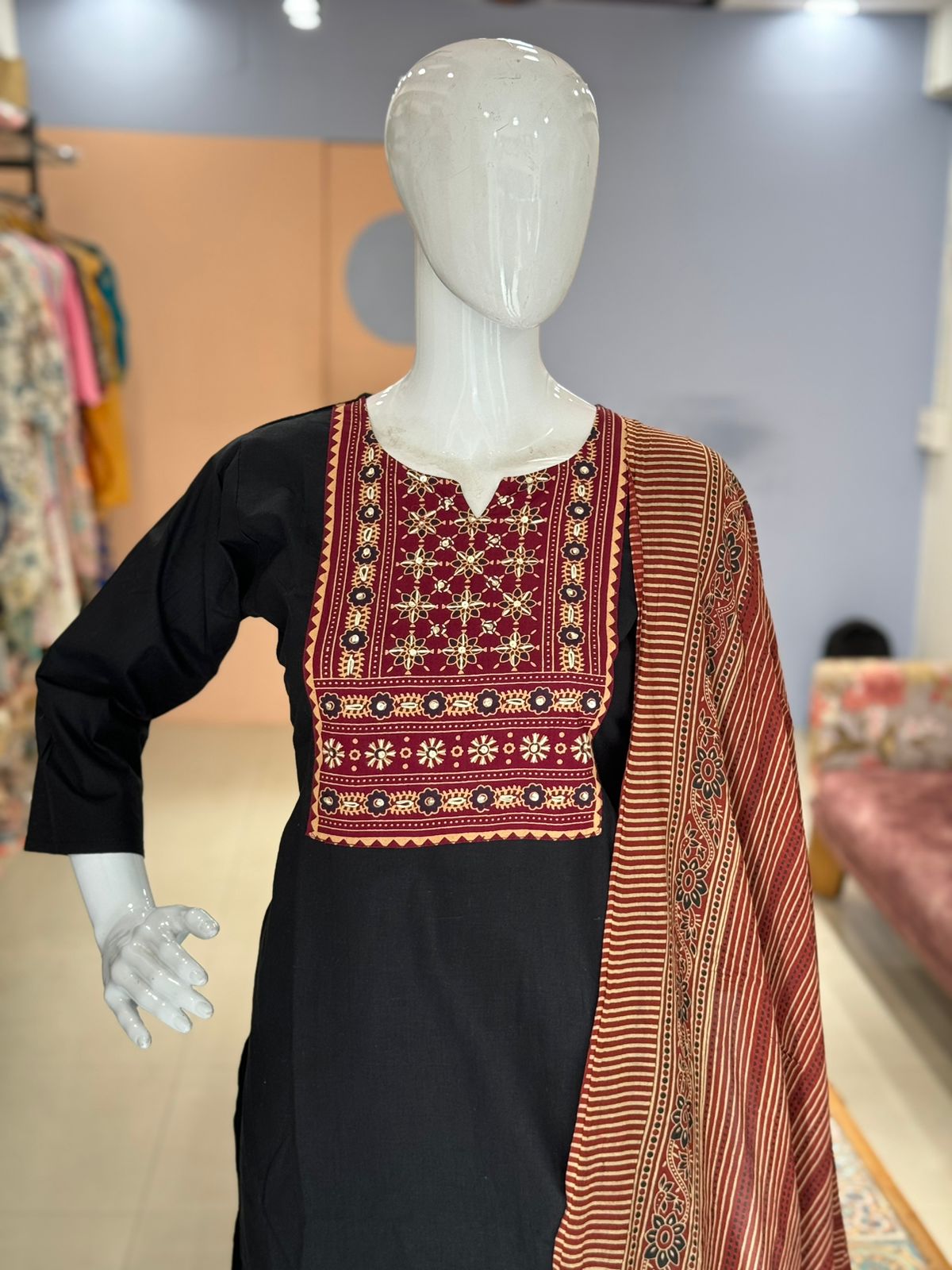 Pure Cotton Embroidered Suit