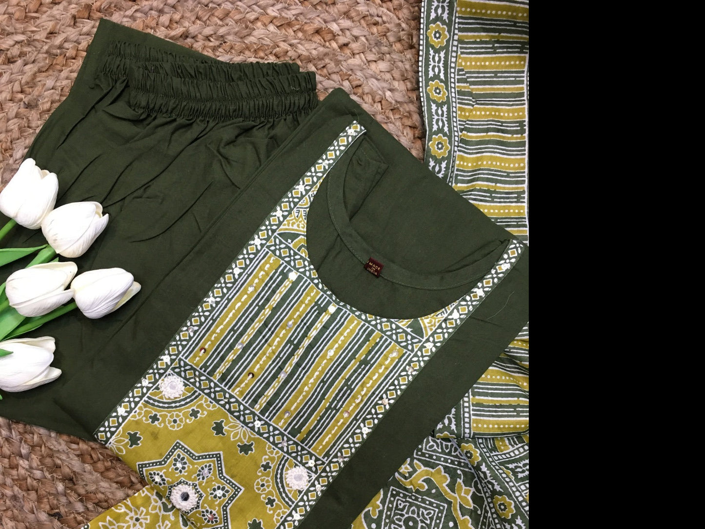 Pure Cotton Embroidered Suit