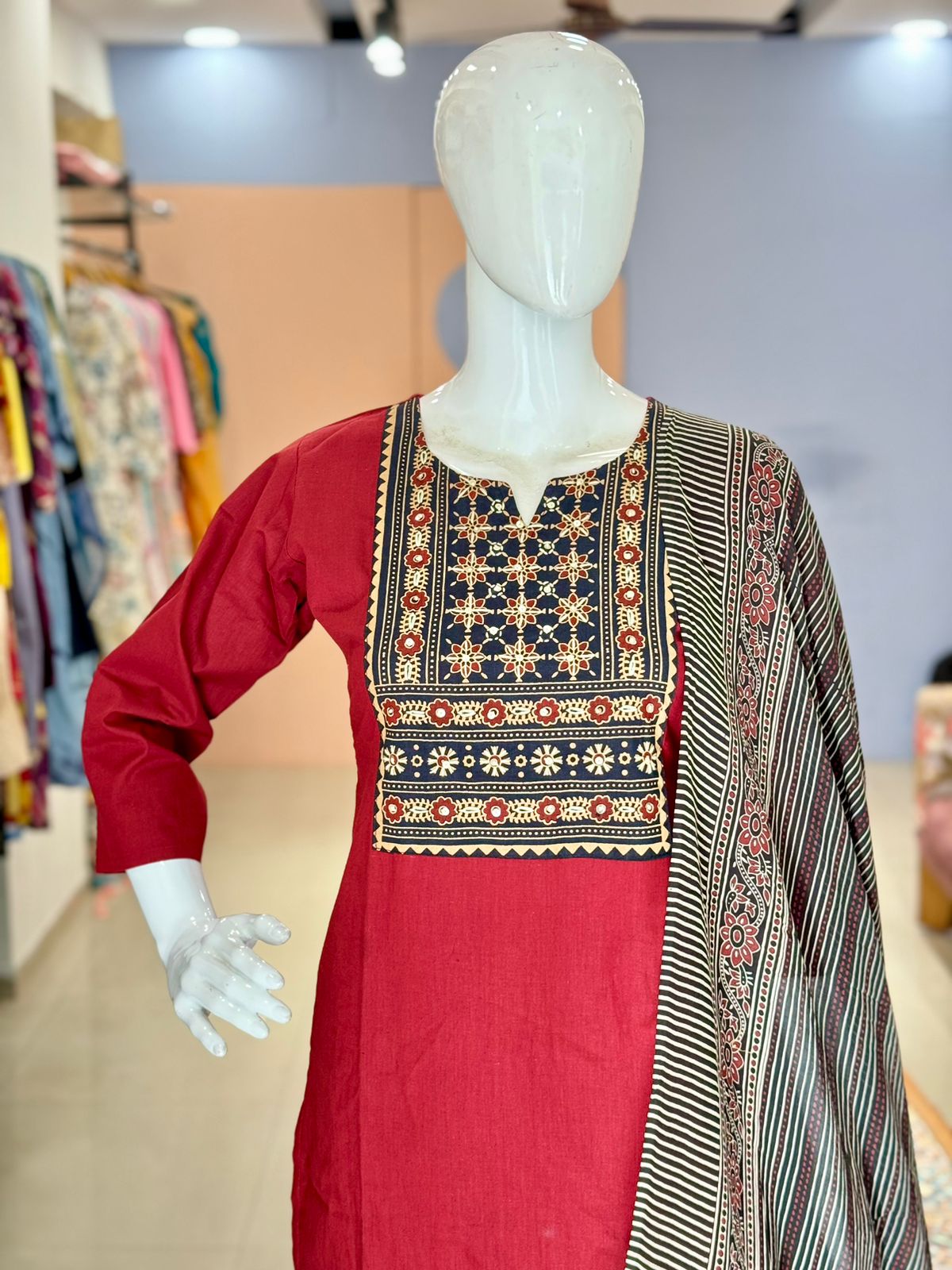 Pure Cotton Embroidered Suit