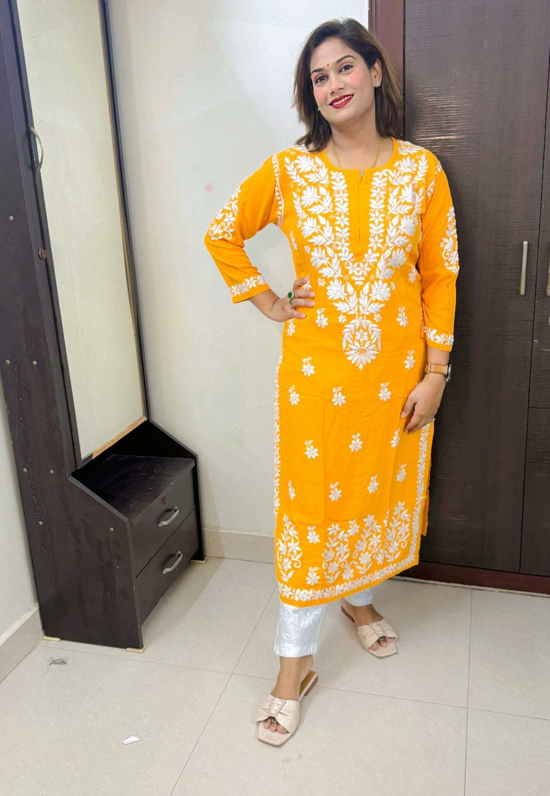 Lucknavi Chikankari Premium Rayon Kurta