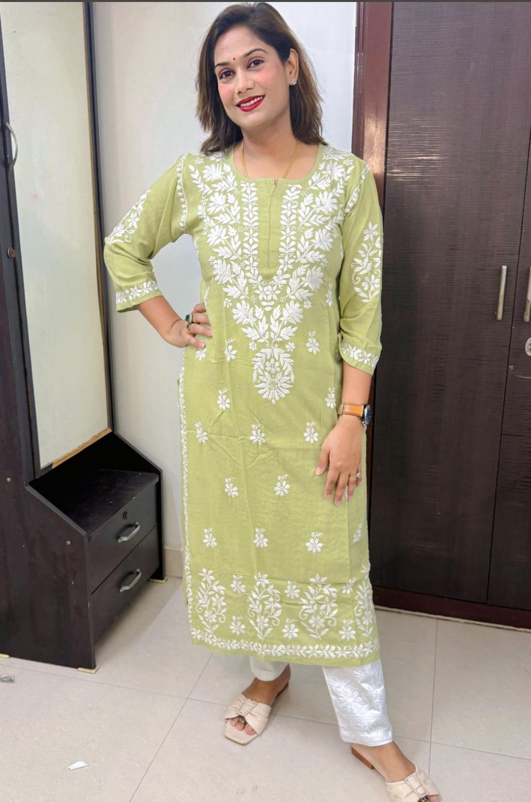 Lucknavi Chikankari Premium Rayon Kurta