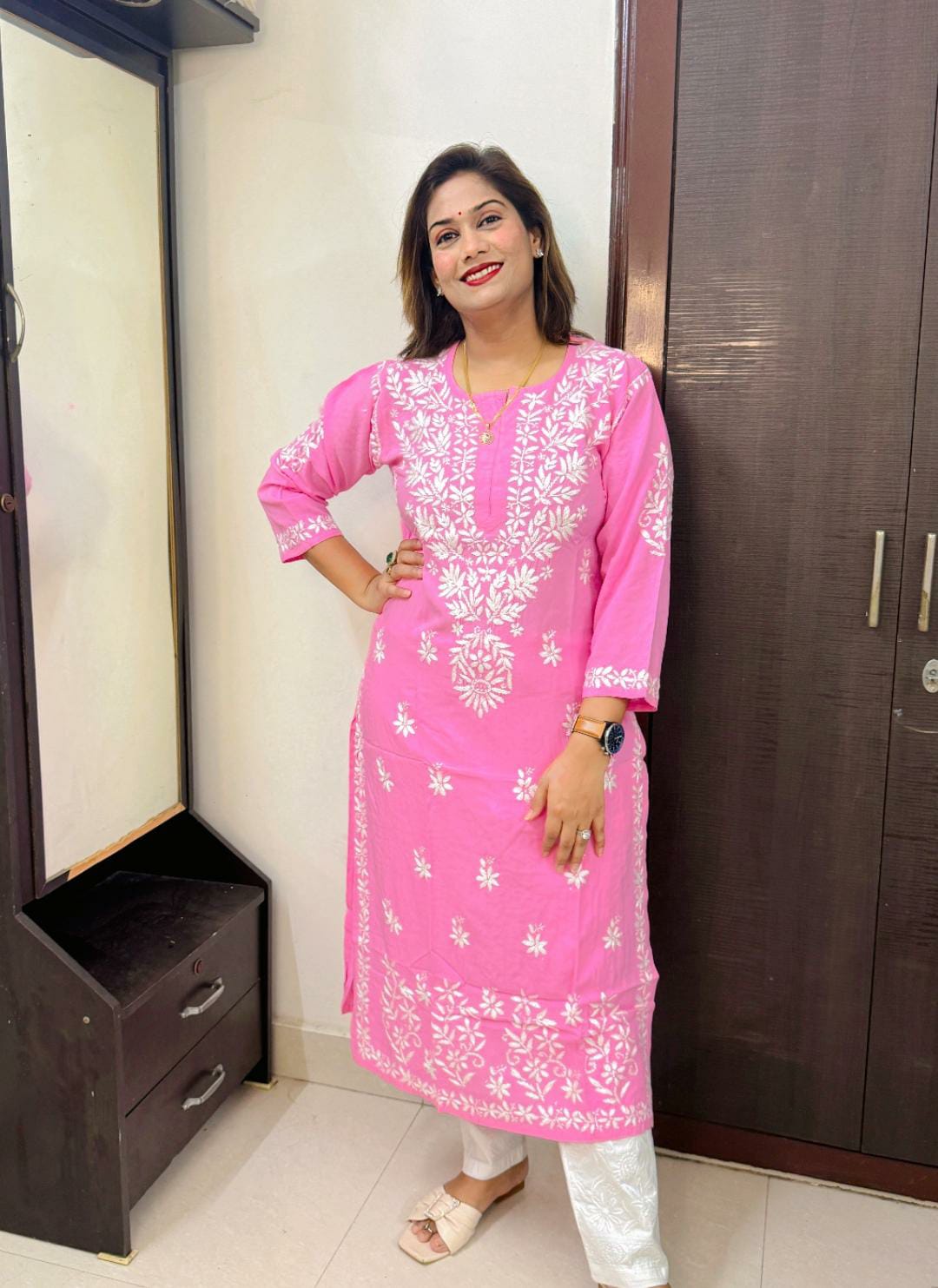 Lucknavi Chikankari Premium Rayon Kurta