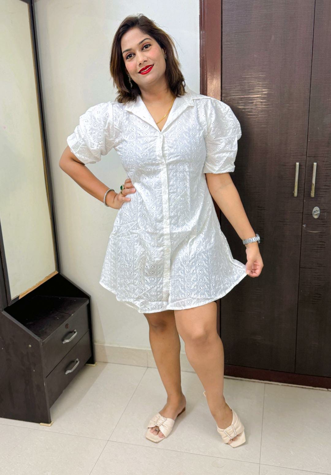 Cotton Schiffli Dress